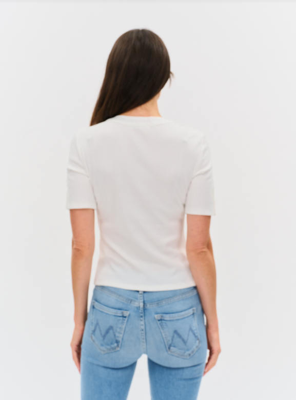 Miko ribbed v top White-Six fifty SF1379