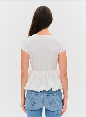 Peplum Pixie mixed media top-Six Fifty SF3501