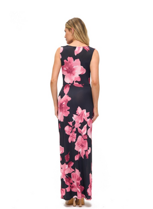 Plunge v neck floral dress-Ariella D643-v1049