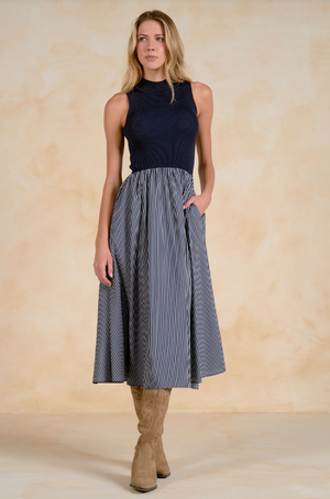 Maxi dress knit w stripe bottom-Elan csvs50341