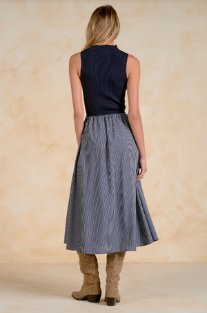 Maxi dress knit w stripe bottom-Elan csvs50341