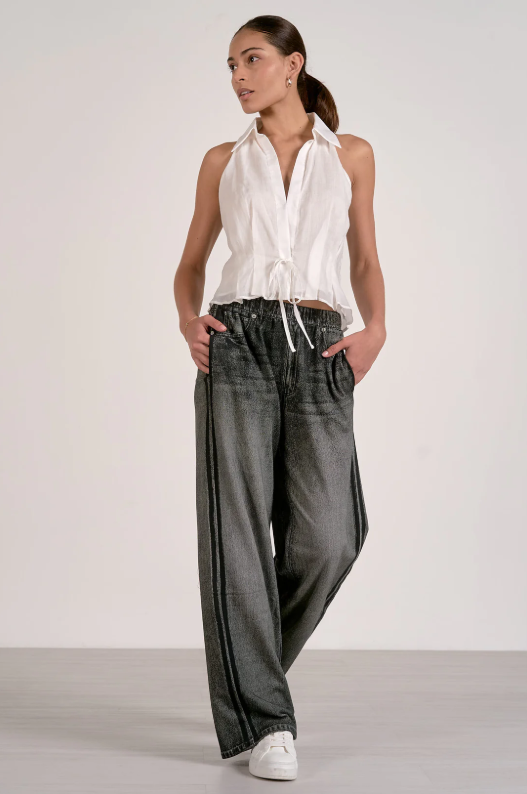 Jojo denim track sweatpant-Elan JF2399