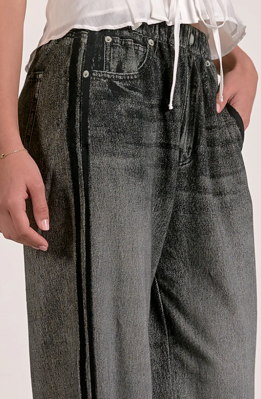 Jojo denim track sweatpant-Elan JF2399