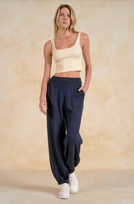 Patch pocket balloon sweatpant-Elan sw2418