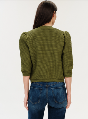 Lou s/s puff shoulder waffle cardi-Six Fifty SF1555