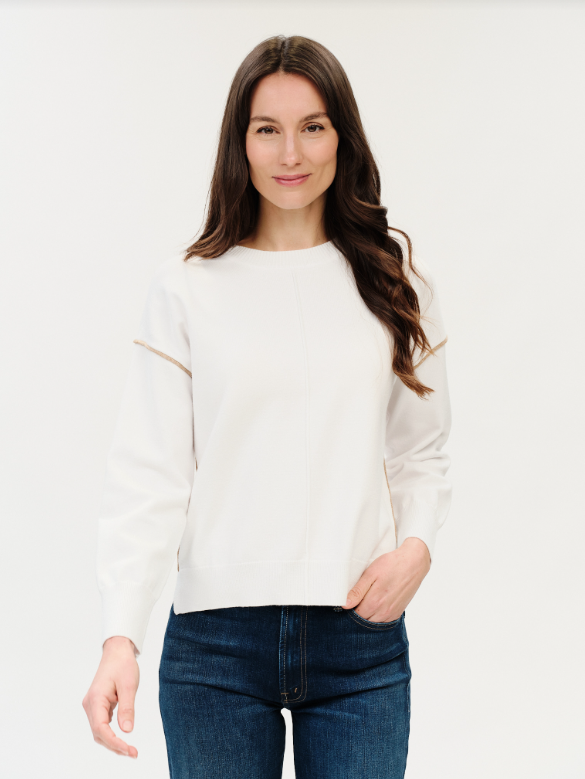 Sable crew nck exposed seam sweater-Six Fifty Sf1557