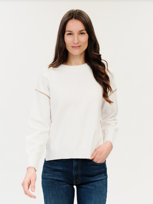 Sable crew nck exposed seam sweater-Six Fifty Sf1557