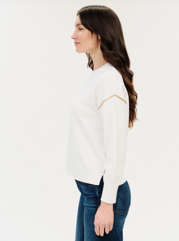 Sable crew nck exposed seam sweater-Six Fifty Sf1557