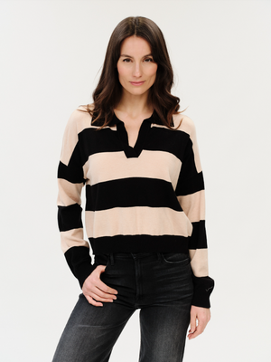 Kate striped collared L/S sweater-Six Fifty SF9349