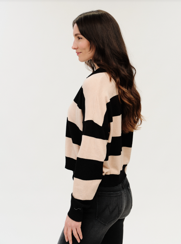 Kate striped collared L/S sweater-Six Fifty SF9349