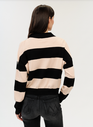 Kate striped collared L/S sweater-Six Fifty SF9349