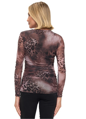 L/s ruched animal print top-Ariella T1766-P838