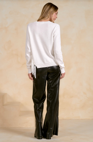 Asymetrical fringe sweater-Elan sw11769