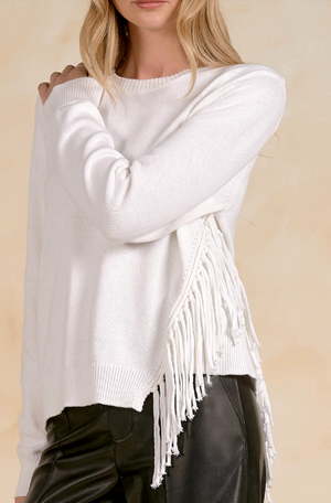 Asymetrical fringe sweater-Elan sw11769