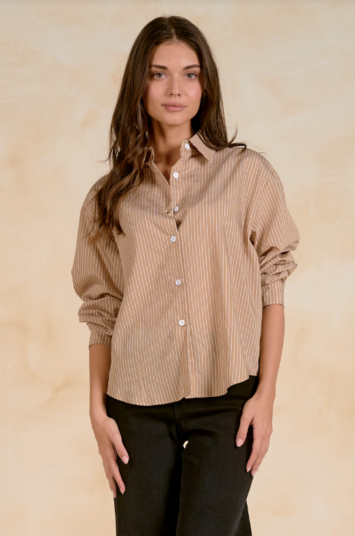 Tan Stripe shirt-Elan CS11698