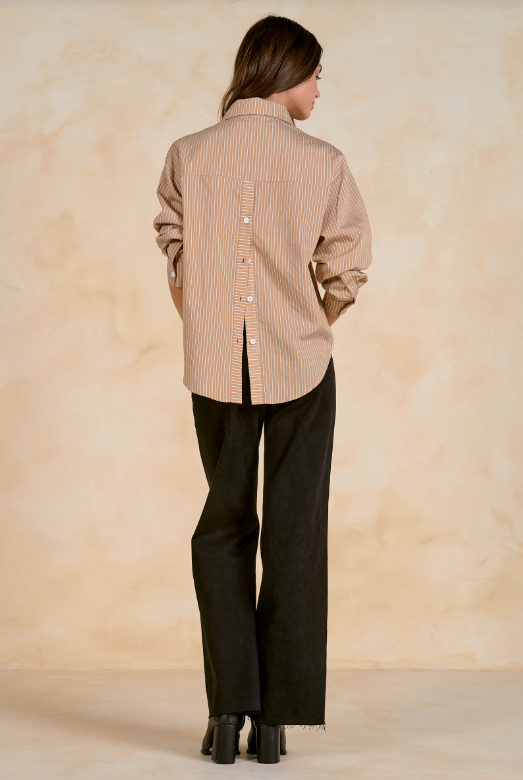Tan Stripe shirt-Elan CS11698