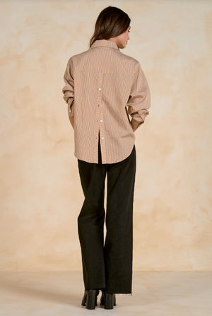Tan Stripe shirt-Elan CS11698