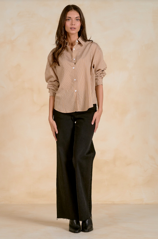 Tan Stripe shirt-Elan CS11698