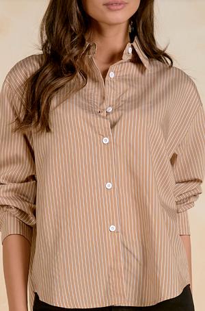 Tan Stripe shirt-Elan CS11698