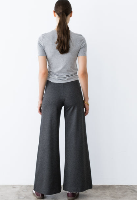 Ponte knit standard wide leg pant char-Ripley Rader