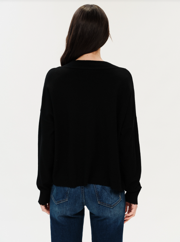 Geneva v nck frayed trim sweater-Six Fifty SF0270