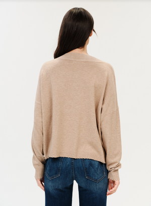 Geneva v nck frayed trim sweater-Six Fifty SF0270