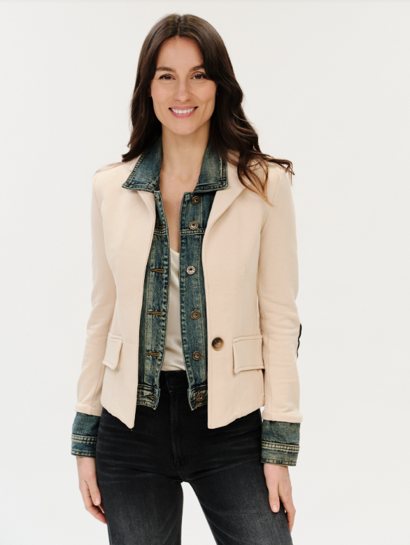 Clarissa mixed media jkt warm sand-Six Fifty SF101