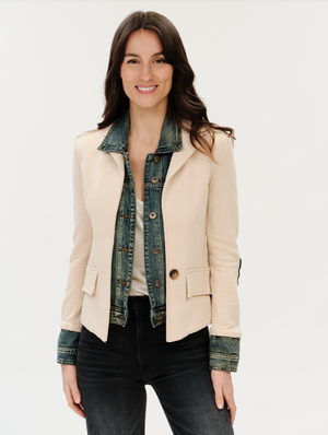 Clarissa mixed media jkt warm sand-Six Fifty SF101