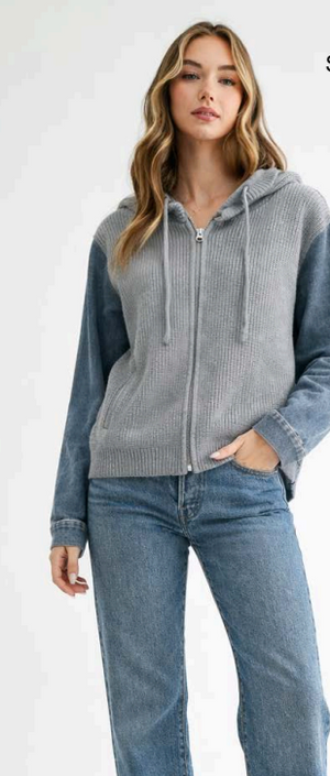 Dylan knit sweater w/denim jacket-oh 56276DN
