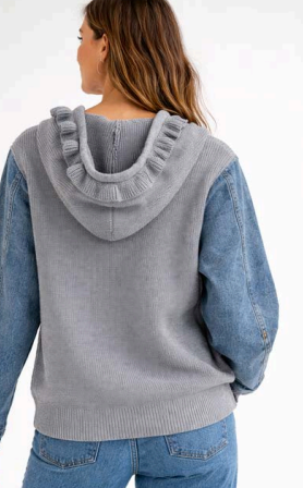 Dylan knit sweater w/denim jacket-oh 56276DN
