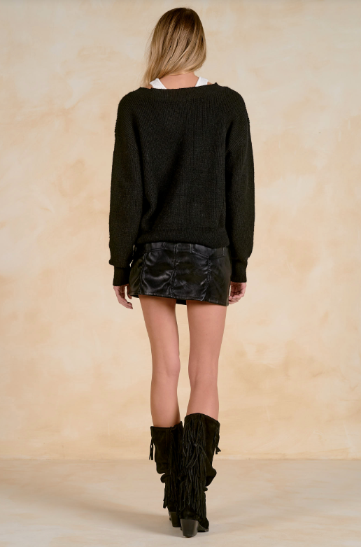 V neck sweater w/connected tank-Elan SW11546