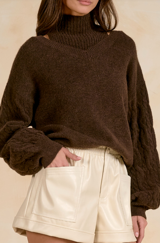 Illusion layered v sweater-Elan Sw11728