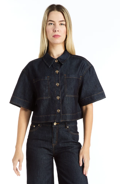 S/S boxy denim shirt -Tractr 99572-D1zz