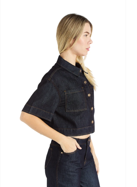 S/S boxy denim shirt -Tractr 99572-D1zz