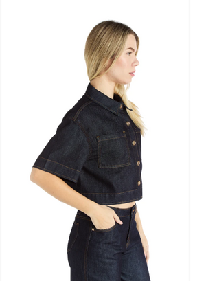 S/S boxy denim shirt -Tractr 99572-D1zz