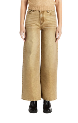Lurex khaki wide leg jean-Tractr 93159-K7TF