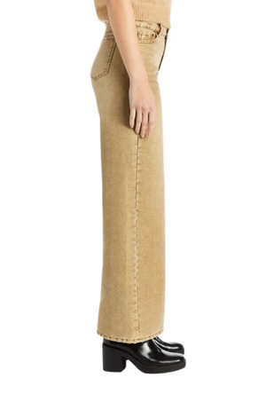 Lurex khaki wide leg jean-Tractr 93159-K7TF