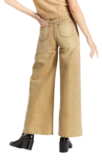 Lurex khaki wide leg jean-Tractr 93159-K7TF