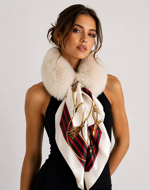 Fox Collar w/Silk Scarf-Mitchie's COMK10