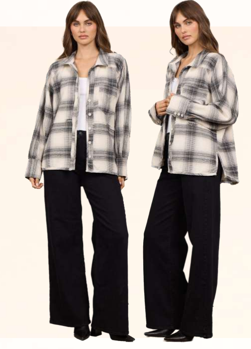 Winter plaid waffle shirt-Vintage Havana B14443