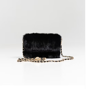 Mink cross body clutch w/ chain-Mitchies BGLY02