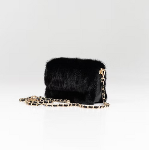 Mink cross body clutch w/ chain-Mitchies BGLY02