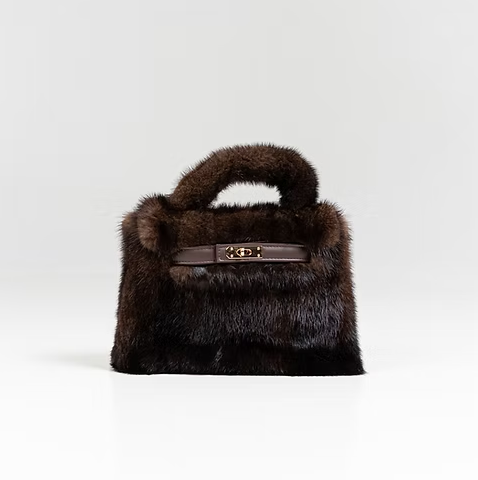 Mink bag w/leather details & crossbody chain-Mitchies BOLY01