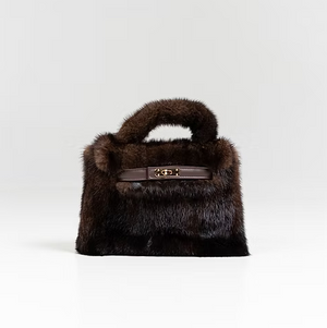 Mink bag w/leather details & crossbody chain-Mitchies BOLY01
