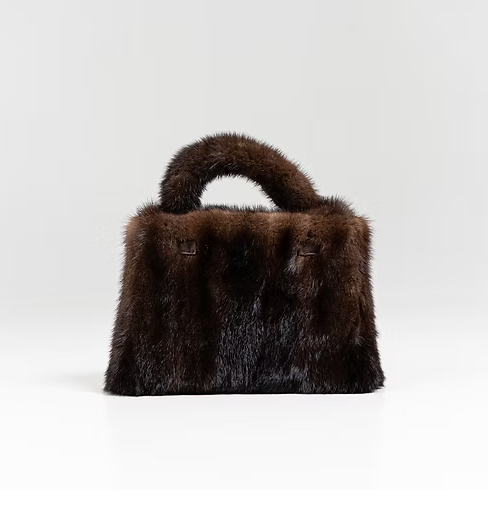 Mink bag w/leather details & crossbody chain-Mitchies BOLY01