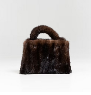 Mink bag w/leather details & crossbody chain-Mitchies BOLY01