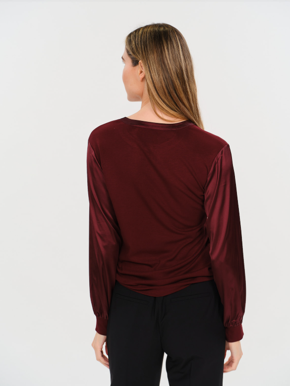 Janie satin slv top-Six Fifty SF2609