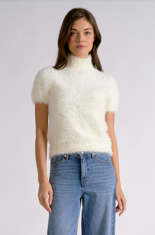 S/S fluffy turtleneck sweater-Elan