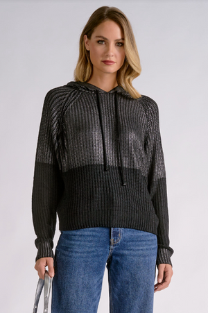 Metallic hoodie sweater-Elan SWF11809