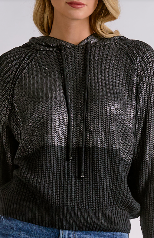 Metallic hoodie sweater-Elan SWF11809